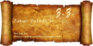 Zakar Zoltán névjegykártya